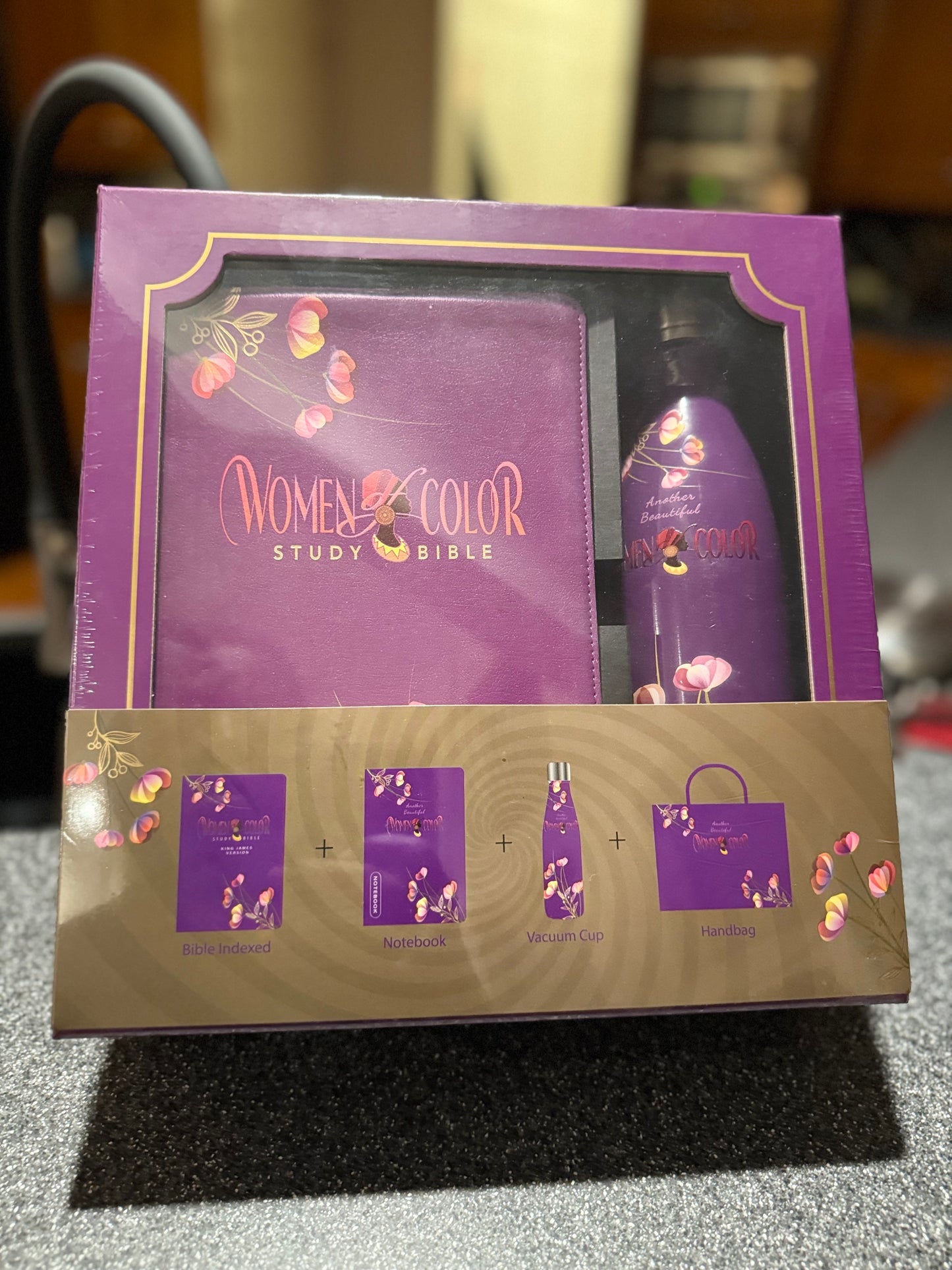 Women of Color Premium Gift Pack Purple - 4 items packaged for giving